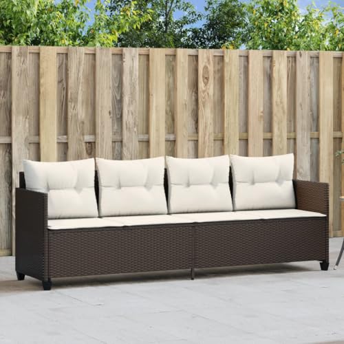 Emmtore Sonnenliege mit Kissen Braun Poly Rattan ohne Vordach von Emmtore