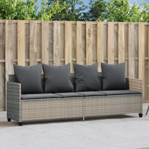 Emmtore Sonnenliege mit Kissen Hellgrau Poly Rattan Emmtore Sonnenliege mit Kissen Hellgrau Poly Rattan von Emmtore