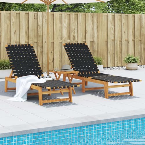 Emmtore Sonnenliegen 2 STK. Schwarz Massivholz Akazie und Stoff Emmtore Sonnenliegen 2 STK. Schwarz Massivholz Akazie und Stoff von Emmtore