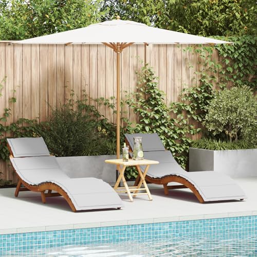Emmtore Sonnenliegen mit Kissen 2 STK. Hellgrau Massivholz Akazie klappbare Wetterfest und verstellbar aus massivem Akazienholz, ideal für Balkone, Schwimmbäder, Emmtore Sonnenliegen mit Kissen 2 STK. Hellgrau Massivholz Akazie klappbare Wetterfest und verstellbar aus massivem Akazienholz, ideal für Balkone, Schwimmbäder, von Emmtore