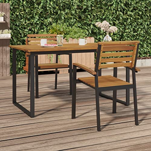 Emmtore Stapelbare Gartenstühle 2 STK. Gartenstuhl mit Armlehnen Stapelbar, Stapelstuhl Essstuhl Metallrahmen, Stapelsessel Stuhl Massivholz Akazie und Metall von Emmtore