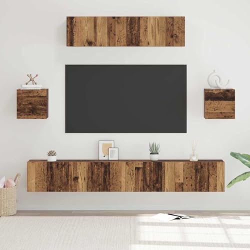 Emmtore TV Schrank Set 7-TLG. Wohnwand Schrankwand Anbauwand Wandschrank Hängeschrank TV Möbel Fernsehschrank Lowboard HiFi-Schrank Holzwerkstoff Altholz,80 cm Emmtore TV Schrank Set 7-TLG. Wohnwand Schrankwand Anbauwand Wandschrank Hängeschrank TV Möbel Fernsehschrank Lowboard HiFi-Schrank Holzwerkstoff Altholz,80 cm von Emmtore