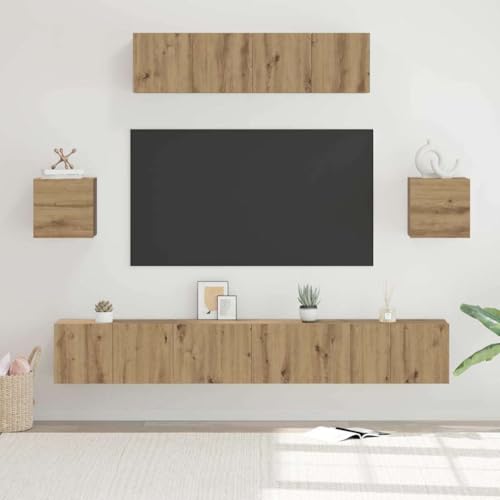 Emmtore TV Schrank Set 7-TLG. Wohnwand Schrankwand Anbauwand Wandschrank Hängeschrank TV Möbel Fernsehschrank Lowboard HiFi-Schrank Holzwerkstoff Eiche handwerklich,80 cm Emmtore TV Schrank Set 7-TLG. Wohnwand Schrankwand Anbauwand Wandschrank Hängeschrank TV Möbel Fernsehschrank Lowboard HiFi-Schrank Holzwerkstoff Eiche handwerklich,80 cm von Emmtore