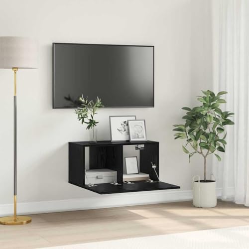 Emmtore TV Wandschrank Schrank Hängeschrank Fernsehschrank Lowboard Fernsehtisch HiFi TV Möbel Wohnzimmer 60x30x30cm Holzwerkstoff Schwarze Eiche von Emmtore