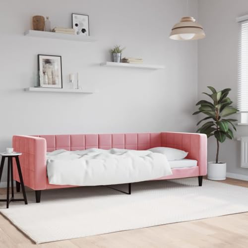 Emmtore Tagesbett Sofabett Schlafsofa für Schlafzimmer Wohnzimmer, Bettsofa Sofa, Modernes Design Rosa 80x200 cm Samt von Emmtore
