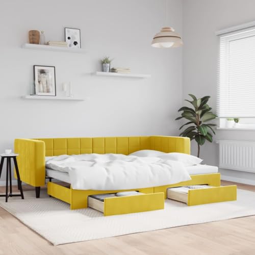 Emmtore Tagesbett Sofabett Schlafsofa für Schlafzimmer Wohnzimmer, mit Bettkasten & Schublade Bettsofa Sofa, Modernes Design Ausziehbar mit Schubladen Gelb 80x200 cm Samt Emmtore Tagesbett Sofabett Schlafsofa für Schlafzimmer Wohnzimmer, mit Bettkasten & Schublade Bettsofa Sofa, Modernes Design Ausziehbar mit Schubladen Gelb 80x200 cm Samt von Emmtore