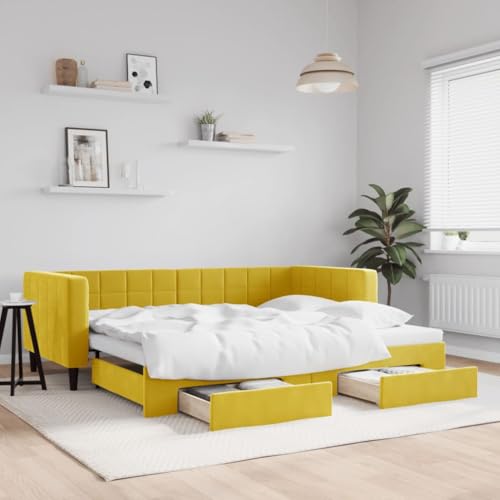 Emmtore Tagesbett Sofabett Schlafsofa für Schlafzimmer Wohnzimmer, mit Bettkasten & Schublade Bettsofa Sofa, Modernes Design Ausziehbar mit Schubladen Gelb 90x200 cm Samt Emmtore Tagesbett Sofabett Schlafsofa für Schlafzimmer Wohnzimmer, mit Bettkasten & Schublade Bettsofa Sofa, Modernes Design Ausziehbar mit Schubladen Gelb 90x200 cm Samt von Emmtore