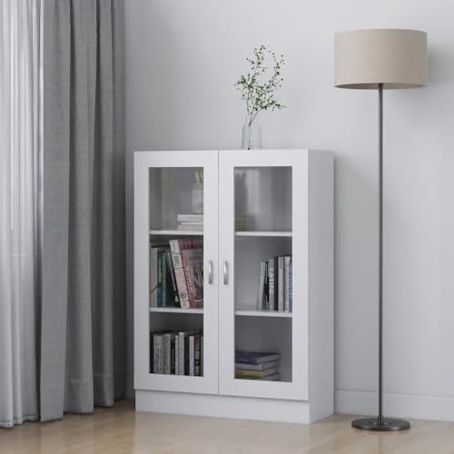 Emmtore Vitrinenschrank Bücherschrank Aktenschrank Büroschrank Vitrine Schrank Bücherregal Standvitrine Weiß 82,5x30,5x115 cm Holzwerkstoff Emmtore Vitrinenschrank Bücherschrank Aktenschrank Büroschrank Vitrine Schrank Bücherregal Standvitrine Weiß 82,5x30,5x115 cm Holzwerkstoff von Emmtore