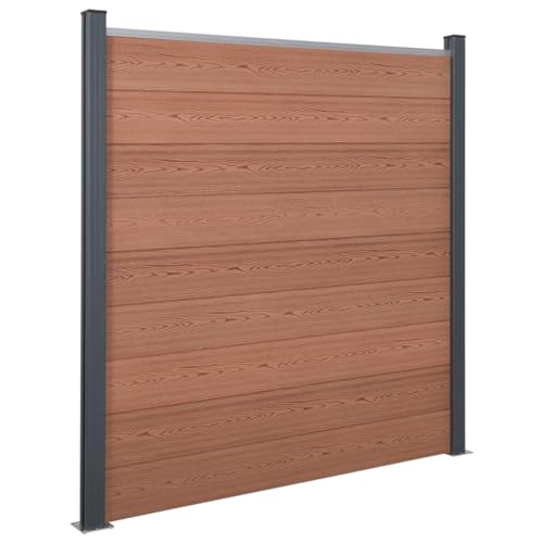 Emmtore Zaunelement-Set Rostfrei Gartenzaun Set mit 9 Zaunbrett 2 Pfosten, Sichtschutzzaun mit doppelseitigem Design, Zaun Komplettset Braun 180x186 cm WPC Emmtore Zaunelement-Set Rostfrei Gartenzaun Set mit 9 Zaunbrett 2 Pfosten, Sichtschutzzaun mit doppelseitigem Design, Zaun Komplettset Braun 180x186 cm WPC von Emmtore