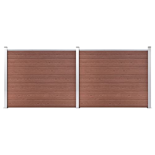 Emmtore Zaunelement Set WPC Gartenzaun Sichtschutzzaun Lamellenzaun Windschutz Zaun Windschutzzaun Terrasse Stecksystem Lärmschutz 353x146 cm Braun von Emmtore