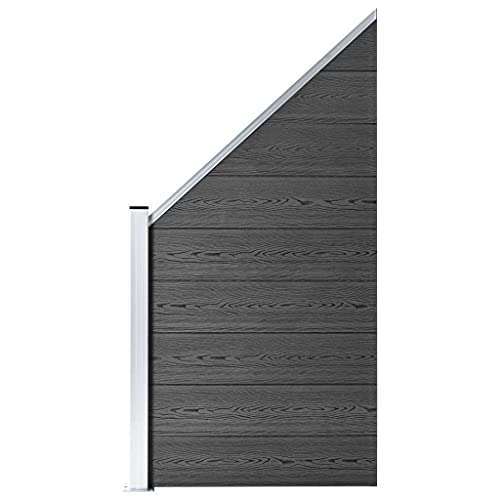 Emmtore Zaunelement Set WPC Sichtschutzzaun Windschutzzaun Lamellenzaun Windschutz Sichtschutz Zaun Element Terrasse Garten 1657x(105-186) cm Schwarz von Emmtore
