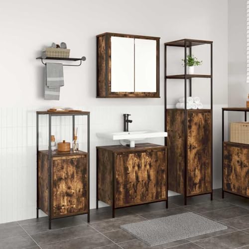EmmtoreModernes Badezimmermöbelset, Holz Rauch-Eiche,Waschbeckenunterschrank + 2X Badezimmer Schrank EmmtoreModernes Badezimmermöbelset, Holz Rauch-Eiche,Waschbeckenunterschrank + 2X Badezimmer Schrank von Emmtore