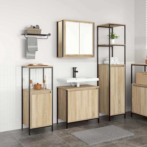 EmmtoreModernes Badezimmermöbelset, Holz Sonoma Eiche,Waschbeckenunterschrank + 2X Badezimmer Schrank EmmtoreModernes Badezimmermöbelset, Holz Sonoma Eiche,Waschbeckenunterschrank + 2X Badezimmer Schrank von Emmtore