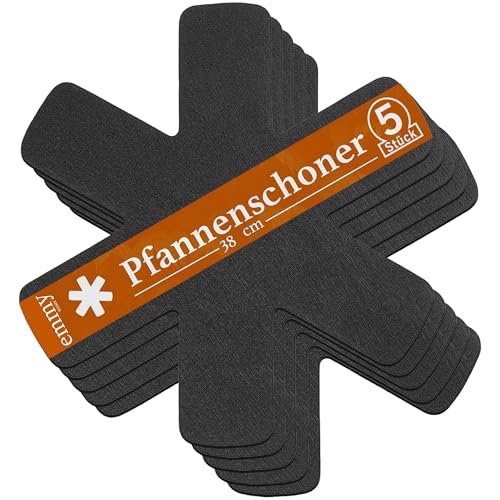 Emmy Home Pfannenschoner - Pfannenschutz Filz 5 Stück Stapelschutz, 38 cm Extra Dicke Topfuntersetzer Anpassbare Größe Topfschoner (5er) von Emmy Home