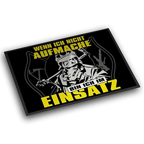Roter Hahn 112 Einzigartige Feuerwehr Fussmatte 60x40cm Ich Bin im Einsatz Fußmatte Vorleger Abstreicher von Emny