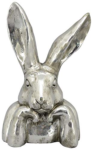 putziger origineller Osterhase als Büste Hasenkopf als Osterdeko Silber antik glänzend von Emny