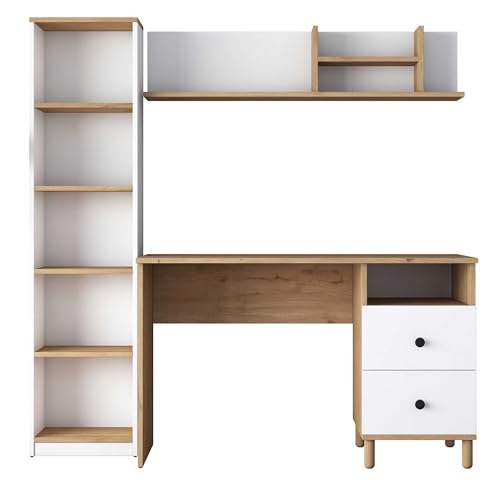 Emob Stilvoller Schreibtisch | Woody Fashion | 100% Melamin | Nussbaum Weiß von Emob