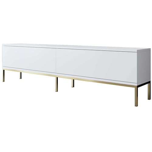 Emob Stilvoller TV-Ständer | Woody Fashion | 100% Melamin beschichtet | Weißgold von Emob