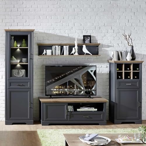 Emob Vitrine Samine 66cm 2 Türen und 1 Schublade - Graphit/ik von Emob