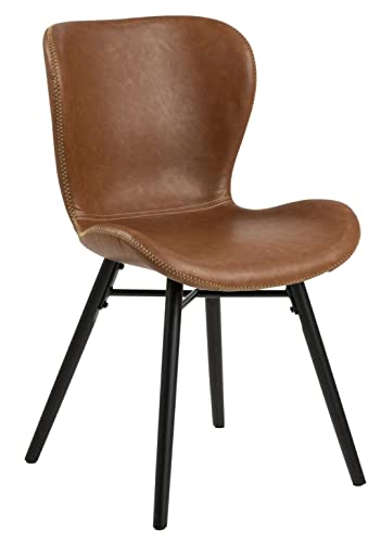 Kunstlederstuhl Tilda mit schrägen Beinen - cognac/schwarz von Emob