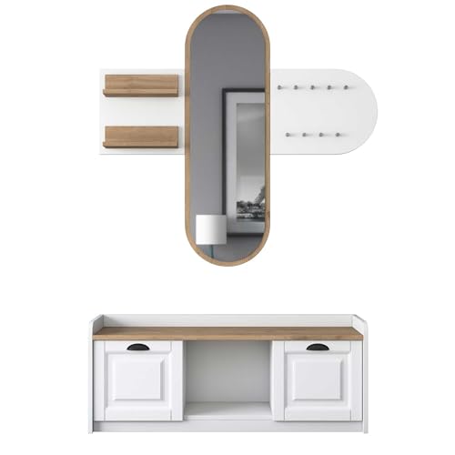 Wren Garderobe | Melamin | 120 x 45 x 40 cm | Walnuss Weiß von Emob