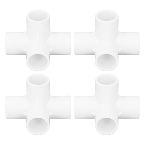 Emoshayoga 4-Wege-PVC-Anschluss, 25 mm Innendurchmesser, Feste Verbindung, robuste Struktur, breite Anwendung, langlebiger Möbel-Winkelverbinder, 10 Stück für den Außenbereich(Weiß) von Emoshayoga