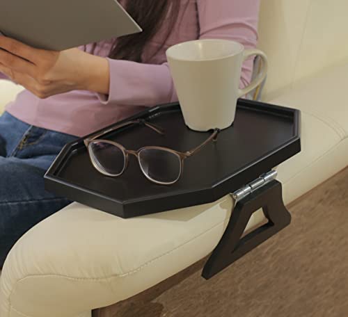 Armlehne aus Holz für Sofa, Couch, Armlehne, Organizer, Tablett für Kaffee/Snacks/Elektronik (schwarz) von Emoson's