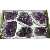 6 Stück Flache Amethyst Kristall Geode Cluster - 2 Pfund 12 Oz Bulk Amy274 von Emovendo