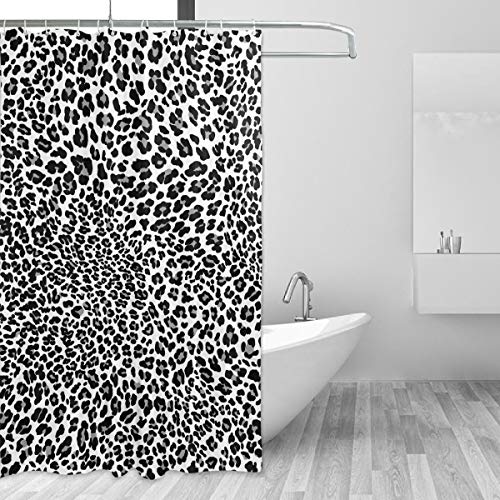 Emoya Duschvorhang mit Haken Schwarz Weiß Panther Leopard Haut Anti Schimmel Vorhang für Badezimmer 150x180cm von Emoya