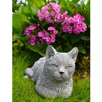 Katze Aus Stein - Grinsend Massiver Steinguss, Frostfest, Wetterfest, Witterungsbeständig, Handmade von Empalilu