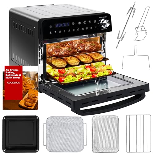 14L Minibackofen Heißluftfritteuse | Vielseitig 1800W Airfryer XXL Visualisiertes Fenster, 11 in1 Ofen Max Temperatur 210℃ Touch Screen, Heissluftfritteuse Mini Backofen mit 7 Zubehör und Rezeptbuch von Emphsism