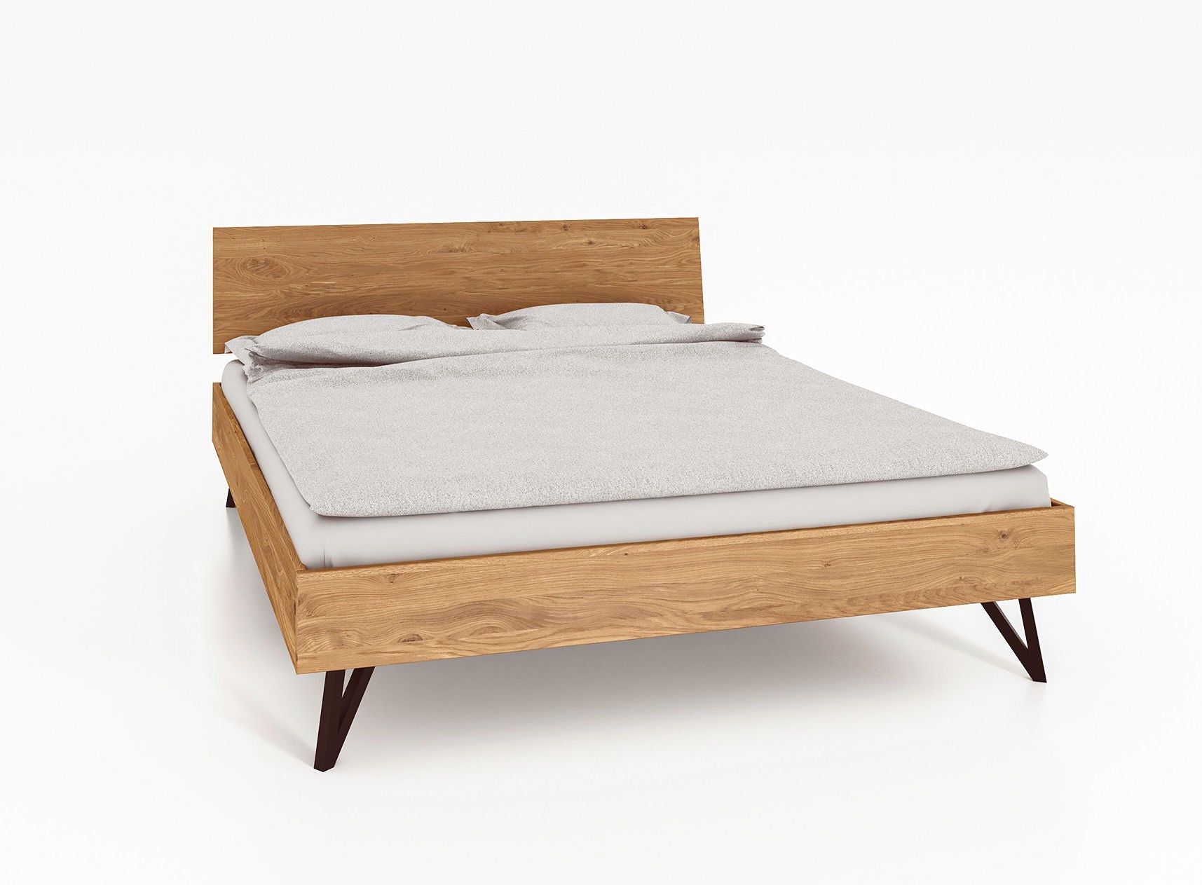 Bett GENT Eiche massiv mit Holzkopfteil 160x200 von Empinio24
