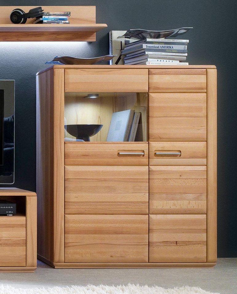 Empinio24 Highboard Sanremo, Breite 107 cm, 2-türig, Kernbuche teilmassiv von Empinio24