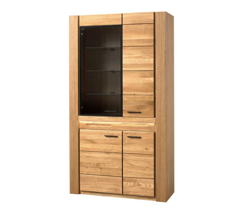 Empinio24 Standvitrine Vitrinenschrank Volo Eiche teil-massiv, 110 cm breit, mit 4 Türen Empinio24 Standvitrine Vitrinenschrank Volo Eiche teil-massiv, 110 cm breit, mit 4 Türen von Empinio24