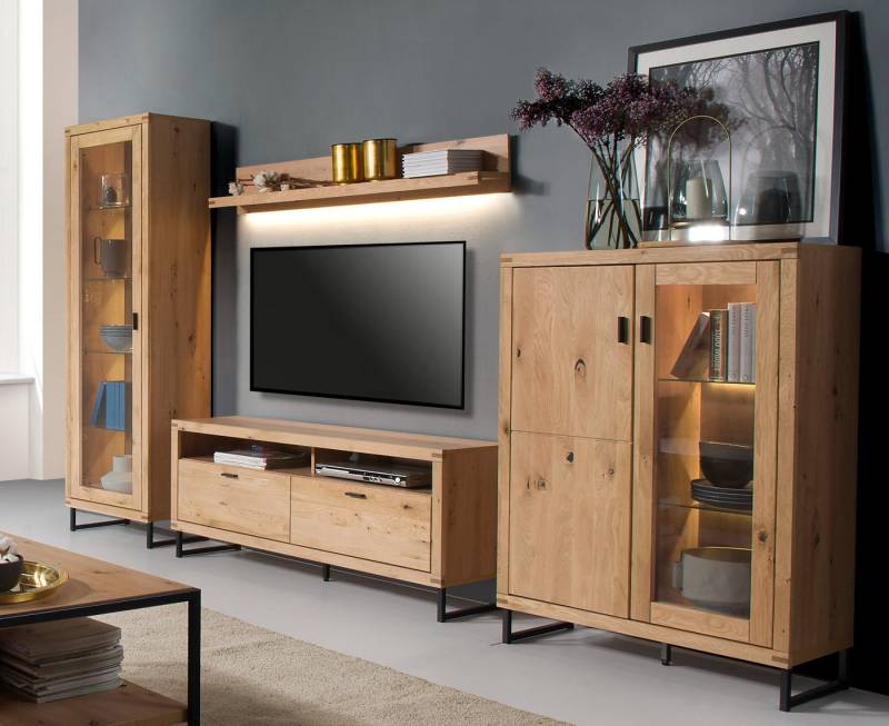 Empinio24 Wohnwand Serra, (Spar-Set), 4-teilig, Breite ca. 304 cm Eiche teilmassiv bianco von Empinio24