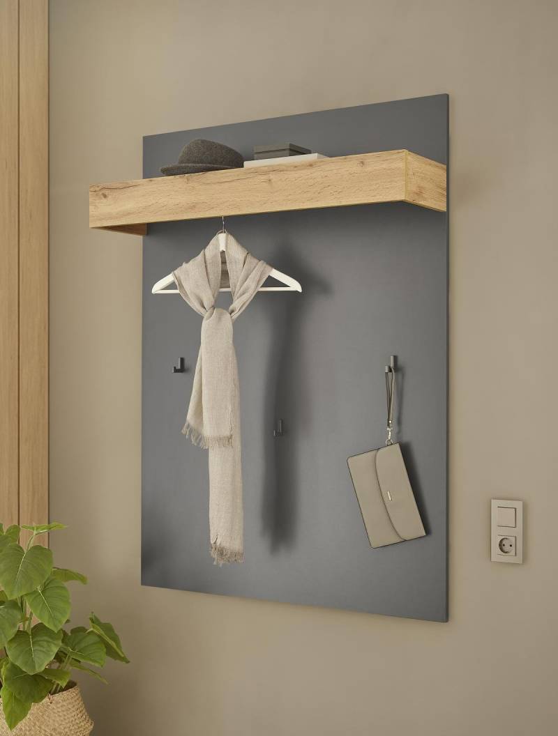 Garderobenpaneel mit Ablage 100 cm anthrazit + Eiche Boston von Empinio24