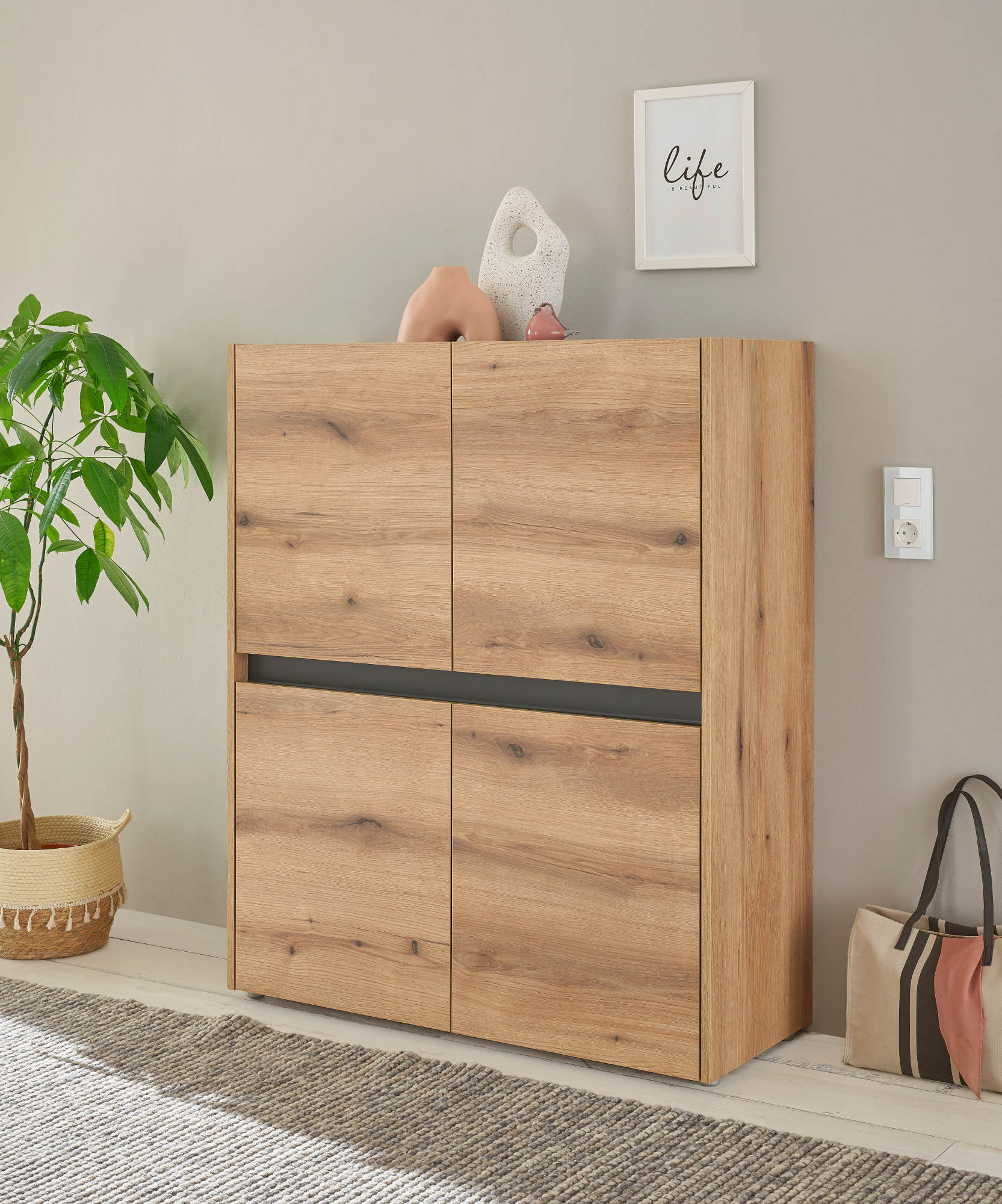 Highboard Eiche 100 cm 4-türig Boston Highboard Eiche 100 cm 4-türig Boston von Empinio24