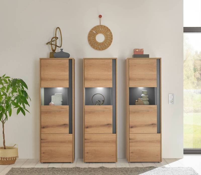 Wohnwand Eiche 190 cm 3-teilig Nr 17 mit Beleuchtung Boston Wohnwand Eiche 190 cm 3-teilig Nr 17 mit Beleuchtung Boston von Empinio24