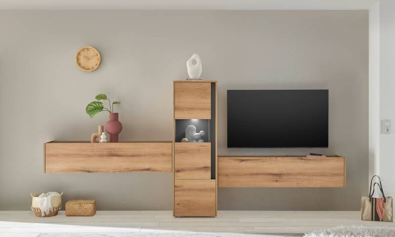 Wohnwand Eiche 350 cm 3-teilig Nr 14 mit Beleuchtung Boston Wohnwand Eiche 350 cm 3-teilig Nr 14 mit Beleuchtung Boston von Empinio24