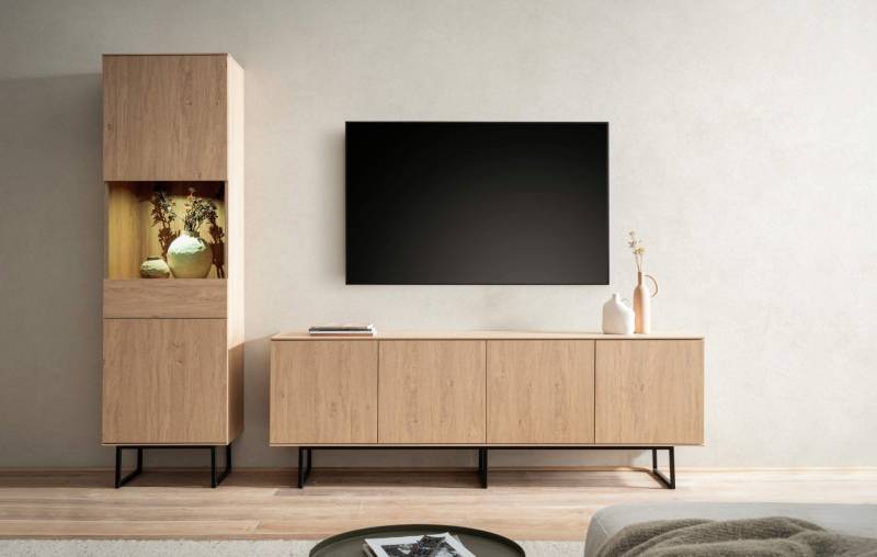 Wohnwand Eiche hell 2-teilig 273 cm Set-1 Como von Empinio24