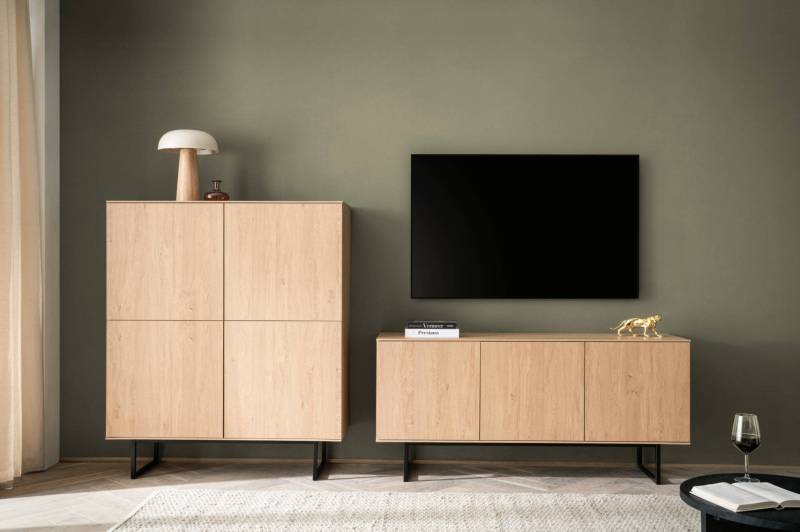 Wohnwand Eiche hell 2-teilig 280 cm Set-3 Como Wohnwand Eiche hell 2-teilig 280 cm Set-3 Como von Empinio24