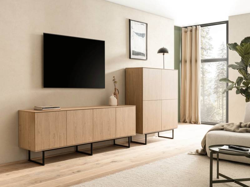 Wohnwand Eiche hell 2-teilig 330 cm Set-5 Como Wohnwand Eiche hell 2-teilig 330 cm Set-5 Como von Empinio24