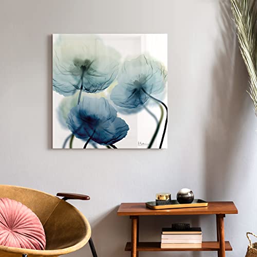 Empire Art Direct Unfocused Beuaty 1 Blumen-Wandkunst, rahmenlos, freischwebend, gehärtetes Glas, fertig zum Aufhängen, Wohnzimmer, Schlafzimmer und Büro, 61 x 61 x 0,5 cm, Blau, Weiß, mehrfarbig von Empire Art Direct