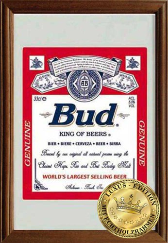 empireposter Budweiser King of Beers - Spiegel mit Echtholzrahmen - 22x32x1,2 cm von empireposter