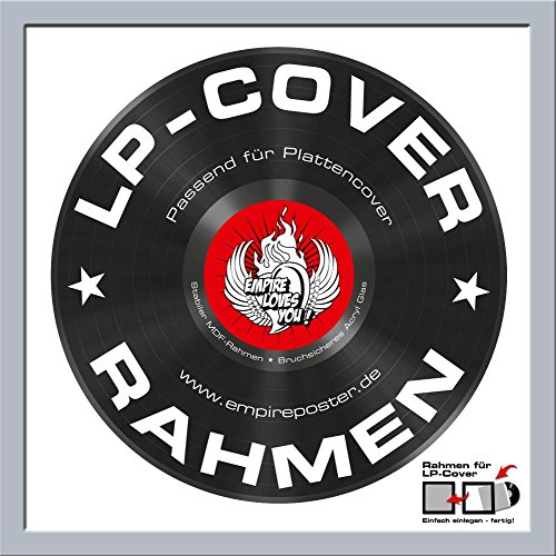LP Schallplatten-Cover Rahmen - Rahmen Qualitäts-Wechselrahmen der Marke empire® Frames Profil 15mm Kunststoff silber Acrylglas-Scheibe - Außengröße 34,5x34,5 cm von empireposter