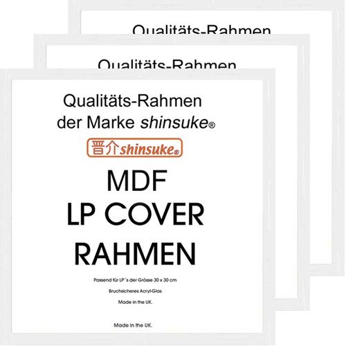 empireposter LP Schallplatten-Cover Rahmen - 3 Stück Rahmen #534200 LP Wechselrahmen der Marke Shinsuke® für LP-Cover 3 cm MDF Holzfaserwerkstoff 31,5x31,5 cm Weiss von empireposter