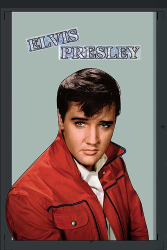 empireposter Elvis Presley Rote Jacke - Bedruckter Spiegel mit Kunststoff Rahmen in Holzoptik, Kult-Spiegel - Grösse 20x30 cm von empireposter