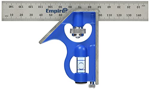 Empire Level, Taschen-Kombinationsquadrat mit Edelstahlklinge, metrischer Skalaeinteilung und einer echten blauen Phiole, 15,24 cm, E255M von Empire