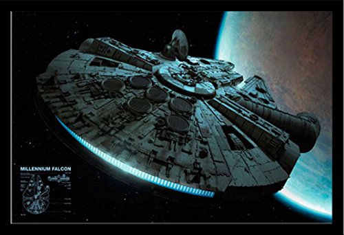 Empire Star Wars Millenium Falcuon Poster mit Zubehör zum Aufhängen m. MDF-Rahmen Maxi schwarz von Empire