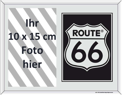 empireposter Route 66 Black Logo - Bedruckter Spiegel als Fotorahmen - Größe 22,8x17,8 von empireposter